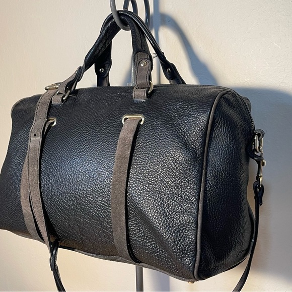 Dimoni black leather and suede details satchel / crossbody bag - Picture 2 of 14